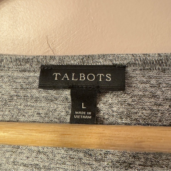 Talbots Sparkly Longsleeve Top Gray Women Size L - Picture 5 of 6